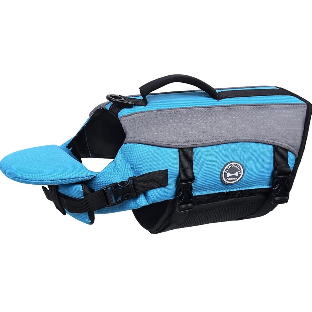Dog Life Jacket Vest Removable Front Float Reflective Trim Swimming Boat Blue M